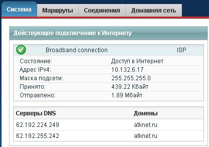 Скриншот: Действующее подключение к Интернету